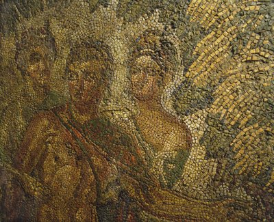 Mosaik aus einem antiken Gebäude unter den Kasernen der Kürassiere am Quirinal, Rom (Mosaik) von Roman